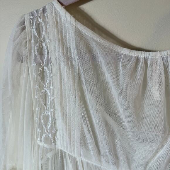Free People Stevie Maxi Dress Mesh Embroidered Boho Western SZ XL Bridal - Picture 13 of 13